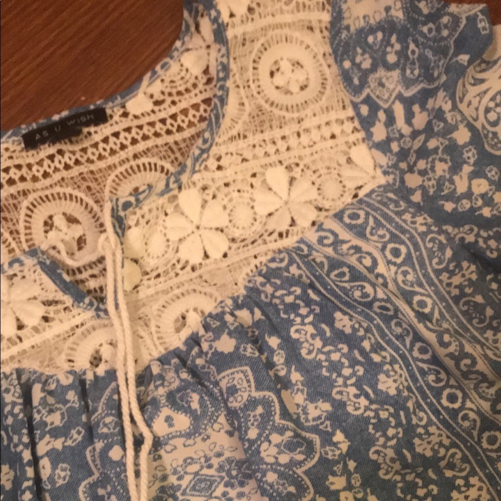 Blue & white patterned “As U Wish” dress